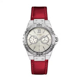 Guess Limelight Quartz Diamonds White Dial Red Leather Strap Watch For Women - W0775L11 Buy Now By Guess
