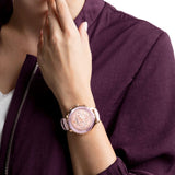 Swarovski Octea Lux Chrono Pink Dial Pink Leather Strap Watch for Women - 5452501 Buy Now By Swarovski