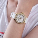 Guess Crown Jewel Multifunction Diamonds White Dial White Leather Strap Watch for Women - GW0411L1 Buy Now By Guess