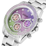 Guess Sol Chronograph Crystals Multicolor Dial Silver Steel Strap Watch For Women - GW0483L1 Buy Now By Guess