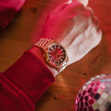 Citizen Tsuyosa Automatic Red Dial Gold Steel Strap Watch For Men - NJ0153-82X Buy Now By Citizen