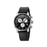 Calvin Klein City Chronograph Black Dial Black Leather Strap Watch for Men - K2G271CX Buy Now By Calvin Klein
