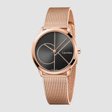 Calvin Klein Minimal Black Dial Rose Gold Mesh Bracelet Watch for Men - K3M22621 Buy Now By Calvin Klein