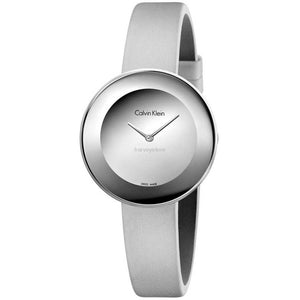 Calvin Klein Chic Silver Dial White Leather Strap Watch for Women - K7N23UP8 Buy Now By Calvin Klein