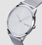 Calvin Klein Minimal Silver Dial Silver Mesh Bracelet Watch for Men - K3M2112Z