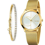 Calvin Klein Minimal Silver Dial Gold Mesh Bracelet Watch for Women - K3M22526 Buy Now By Calvin Klein