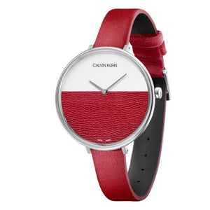Calvin Klein Rise Yellow Red Dial Red Leather Strap Watch for Women - K7A231UP Buy Now By Calvin Klein