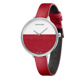 Calvin Klein Rise Yellow Red Dial Red Leather Strap Watch for Women - K7A231UP Buy Now By Calvin Klein