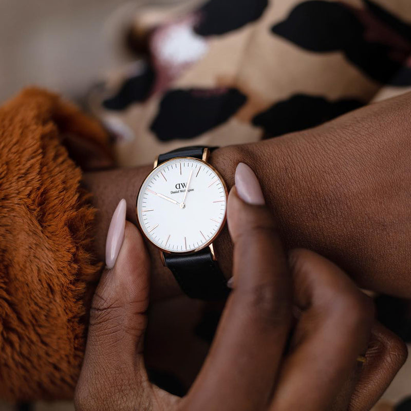Daniel Wellington Classic Sheffield White Dial Black Leather Strap Watch for Women - DW00100036 Buy Now By Daniel Wellington