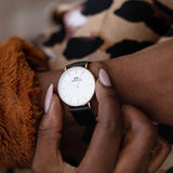 Daniel Wellington Classic Sheffield White Dial Black Leather Strap Watch for Women - DW00100036 Buy Now By Daniel Wellington