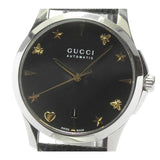 Gucci G Timeless Automatic Black Dial Black Leather Strap Watch For Women - YA126469 Buy Now By Gucci