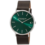 Coach Charles Green Dial Black Leather Strap Watch for Men - 14602436 Buy Now By Coach