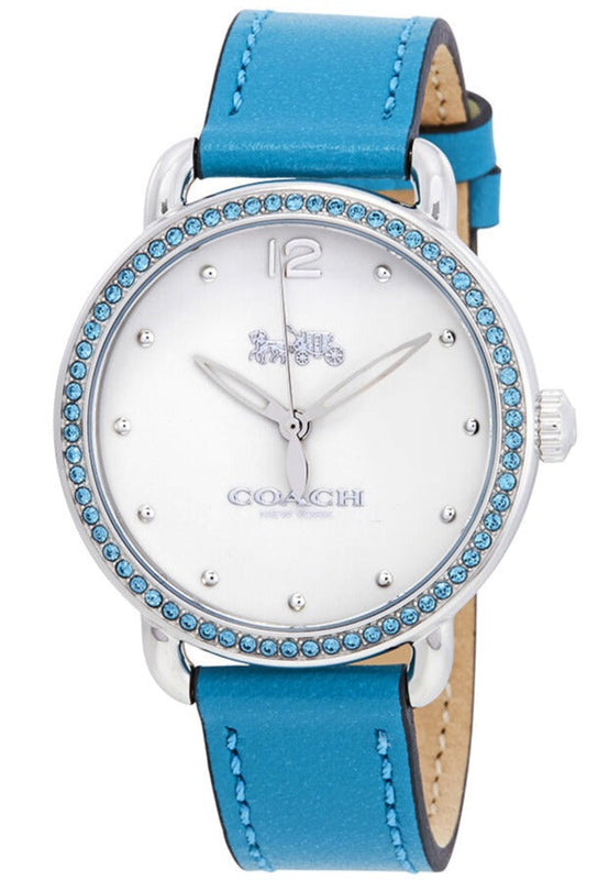 Coach Delancey White Dial Turquoise Leather Strap Watch for Women - 14502884 Buy Now By Coach