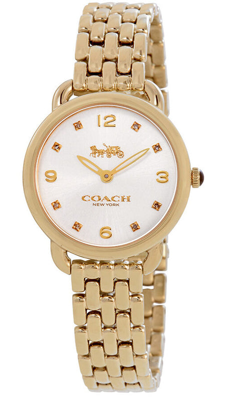 Coach Delancey Slim Silver Dial Gold Steel Strap Watch For Women - 14502782 Buy Now By Coach