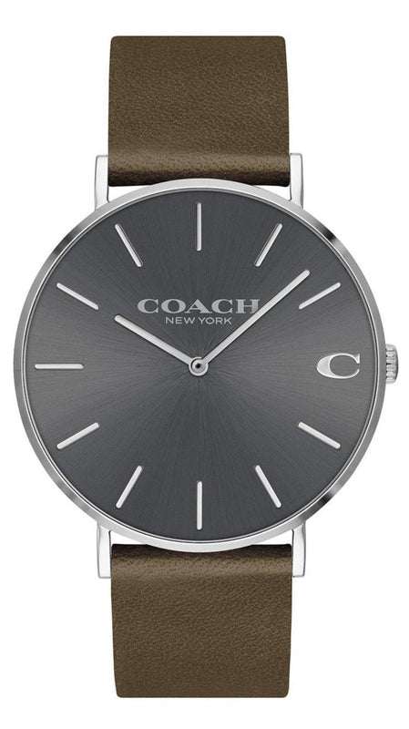 Coach Charles Grey Dial Brown Leather Strap Watch for Men - 14602153 Buy Now By Coach