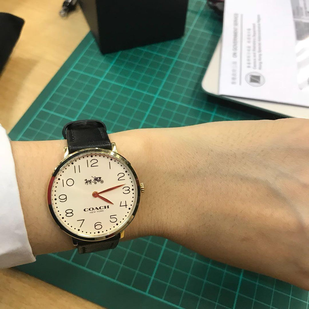 Coach Slim Easton White Dial Black Leather Strap Watch for Women - 14502683 Buy Now By Coach