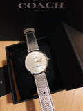 Coach Slim Easton Silver Dial Silver Leather Strap Watch for Women - 14502685 Buy Now By Coach