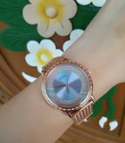 Guess Willow Crystal Blue Dial Rose Gold Mesh Bracelet Watch For Women - W0836L1 Buy Now By Guess