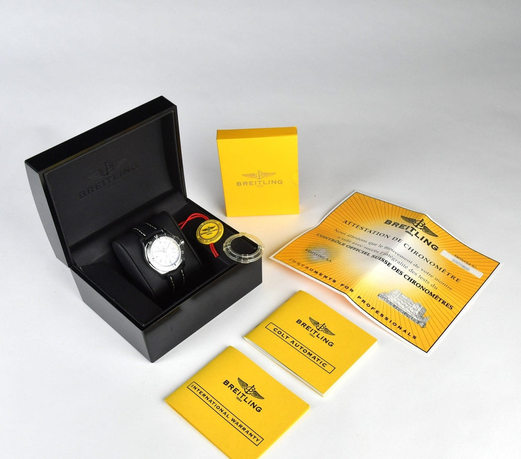 Breitling Colt 44mm Automatic Silver Dial Black Leather Mens Watch - A1731311/G820/428X Buy Now By Breitling