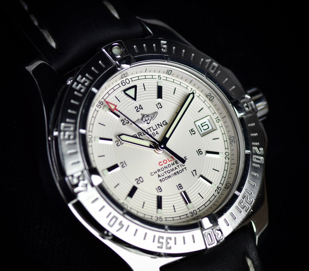 Breitling Colt 44mm Automatic Silver Dial Black Leather Mens Watch - A1731311/G820/428X Buy Now By Breitling