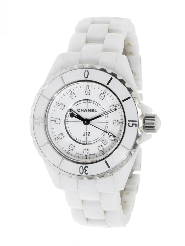 Chanel J12 Diamonds Ceramic White Dial White Steel Strap Watch for Women - J12 H1628 Buy Now By Chanel
