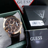 Guess Exec Chronograph Brown Dial Brown Leather Strap Watch For Men - W0076G4 Buy Now By Guess