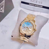 Guess Confetti Diamonds Gold Dial Gold Steel Strap Watch for Women - W0774L2 Buy Now By Guess