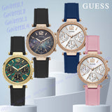 Guess Solstice Diamonds Silver Dial Blue Rubber Strap Watch for Women - GW0113L3 Buy Now By Guess