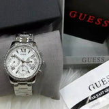 Guess Mini Sunrise Chronograph Quartz Silver Dial Silver Steel Strap Watch For Women - W0623L1 Buy Now By Guess