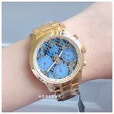 Guess Mini Sunrise Quartz Blue Dial Gold Steel Strap Watch For Women - W0448L6 Buy Now By Guess