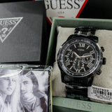 Guess Horizon Chronograph Black Dial Black Steel Strap Watch For Men - W0379G2 Buy Now By Guess