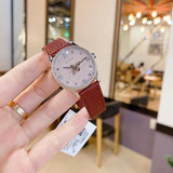 Gucci G Timeless Quartz Diamonds Pink Dial Red Leather Strap Watch For Women - YA1265017 Buy Now By Gucci