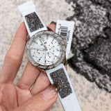 Guess Swirl Quartz Silver Dial White Silicone Strap Watch for Women - W1096L1 Buy Now By Guess