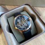 Fossil Townsman Automatic Skeleton Black Dial Black Leather Strap Watch for Men - ME3084 Buy Now By Fossil