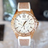 Guess Swirl Quartz Silver Dial White Rubber Strap Watch For Women - W1096l2 Buy Now By Guess