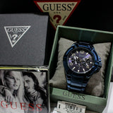 Guess Rigor Multifunction Black Dial Blue Steel Strap Watch for Men - W0218G4 Buy Now By Guess