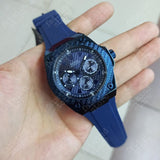 Guess Legacy Blue Dial Blue Rubber Strap Watch for Men - W1049G7 Buy Now By Guess