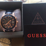 Guess Pinnacle Chronograph Quartz Black Dial Black Leather Strap Watch For Men - W0673G5 Buy Now By Guess