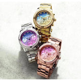 Guess Confetti Diamonds Gold Dial Gold Steel Strap Watch for Women - W0774L2 Buy Now By Guess