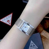 Guess Nouveau Diamonds Silver Dial Silver Mesh Bracelet Watch for Women - W0127L1 Buy Now By Guess
