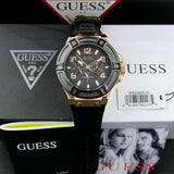 Guess Rigor Analog Black Dial Black Leather Strap Watch For Men - W0040G5 Buy Now By Guess