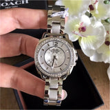 Coach Mini Boyfriend Diamonds Silver Dial Silver Steel Strap Watch for Women - 14501699 Buy Now By Coach