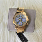 Guess Mini Sunrise Quartz Blue Dial Gold Steel Strap Watch For Women - W0448L6 Buy Now By Guess