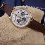 Tommy Hilfiger Keagan Quartz Silver Dial Brown Leather Strap Watch for Men - 1791291 Buy Now By Tommy Hilfiger