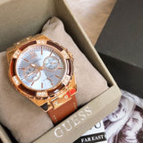 Guess Limelight Quartz White Dial Brown Leather Strap Watch For Women - W0775L7 Buy Now By Guess
