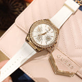 Guess Starlight Diamonds White Dial White Rubber Strap Watch for Women - W0846L5 Buy Now By Guess