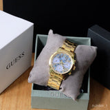 Guess Mini Sunrise Quartz Blue Dial Gold Steel Strap Watch For Women - W0448L6 Buy Now By Guess