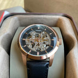 Fossil Townsman Automatic Skeleton Black Dial Black Leather Strap Watch for Men - ME3084 Buy Now By Fossil