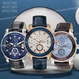 Guess Pinnacle Chronograph White Dial Blue Leather Strap Watch For Men - W0673G6 Buy Now By Guess
