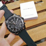 Emporio Armani Giovanni Chronograph Black Dial Black Rubber Strap Watch For Men - AR11028 Buy Now By Emporio Armani